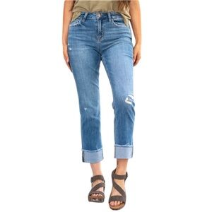 Flying Monkey Sensible High Rise Cuffed Straight Denim Pants Women's Size 32 EUC